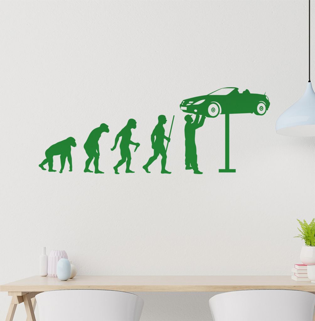 Automechaniker Evolution Wandtattoo Wandaufkleber Wall Sticker - Dekoration, Küche, Wohnzimmer, Schlafzimmer, Badezimmer