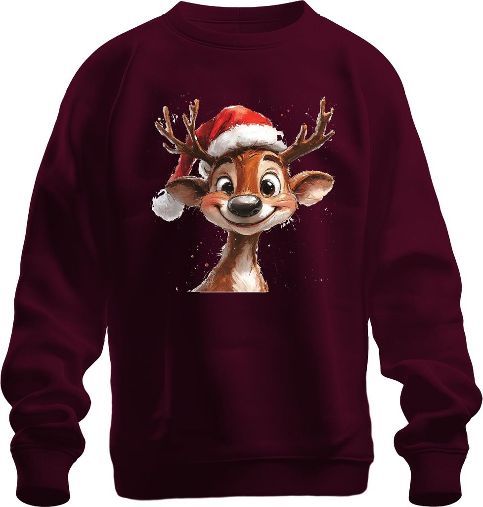 Weihnachten Rentier Santa Geschenk niedliches lustig Kinder Uni Sweatshirt Pullover, Burgundy, L