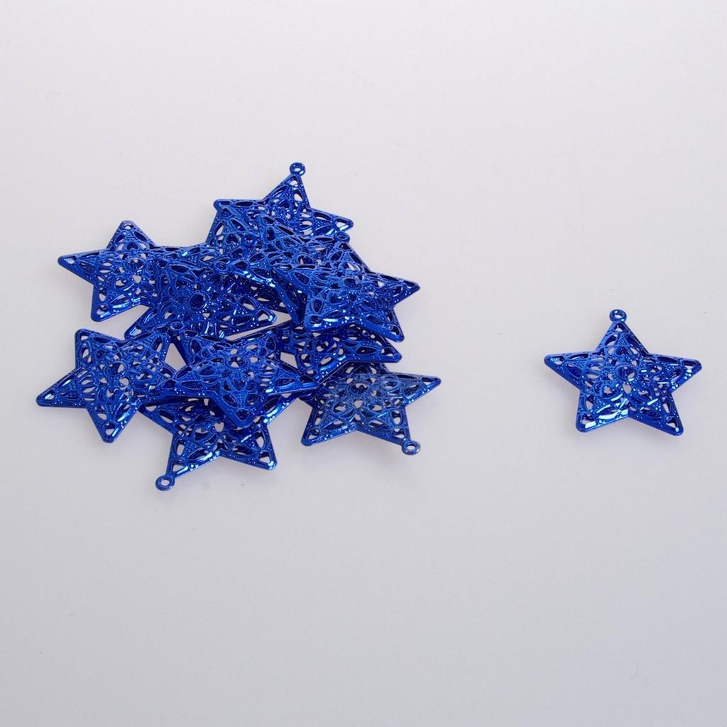 Metallsterne zum Hängen - blau - 4,5 cm - 12 Stück - 92015 70
