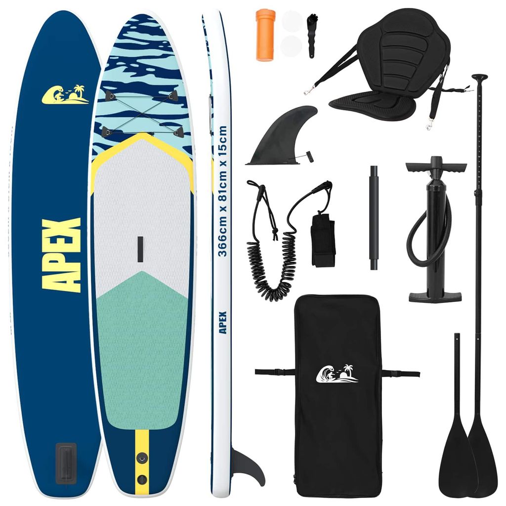Tavola da SUP con sedile 2 in 1 APEX di vidaXL, 366 x 81 x Immagine del prodotto 