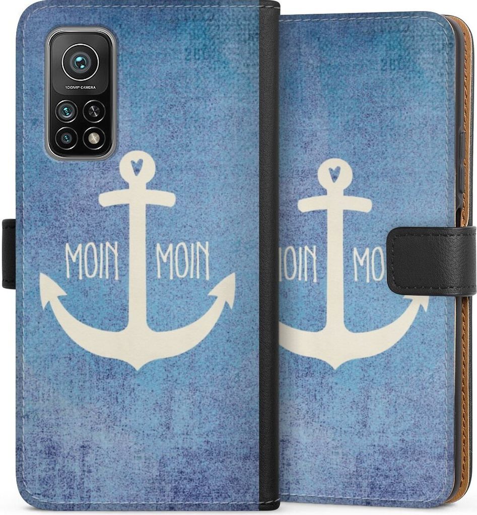 DeinDesign Klapphülle für Xiaomi Mi 10T Pro 5G Handytasche Lederhülle Tasche Anker Blau maritim