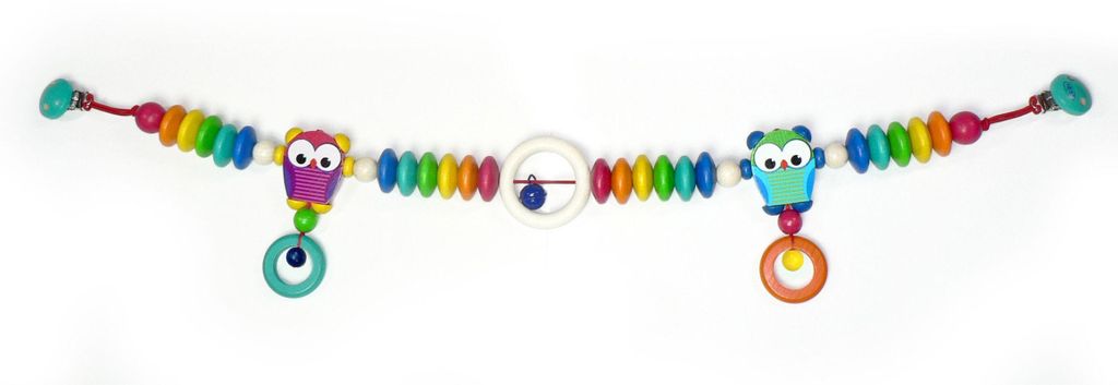 Babyspielzeug Zwillingswagenkette Eulen BxLxH 810x40x130mm NEU