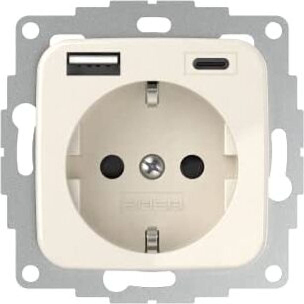 2USB inCharge PRO SI; 1 x USB/A 1 x USB/C , 3000 mA / 15W, cremeweiss