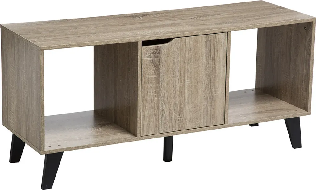 Meuble TV Aris Eazy Living en bois clair avec rangements - 120 cm