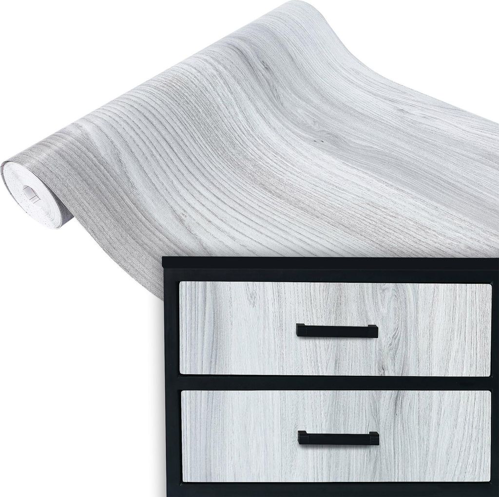 Klebefolie Möbel 67x100 cm - Eiche Hellgrau - Selbstklebende Möbelfolie in Holzoptik - Folie für Möbel ideal zum Renovieren von Schränken und ...