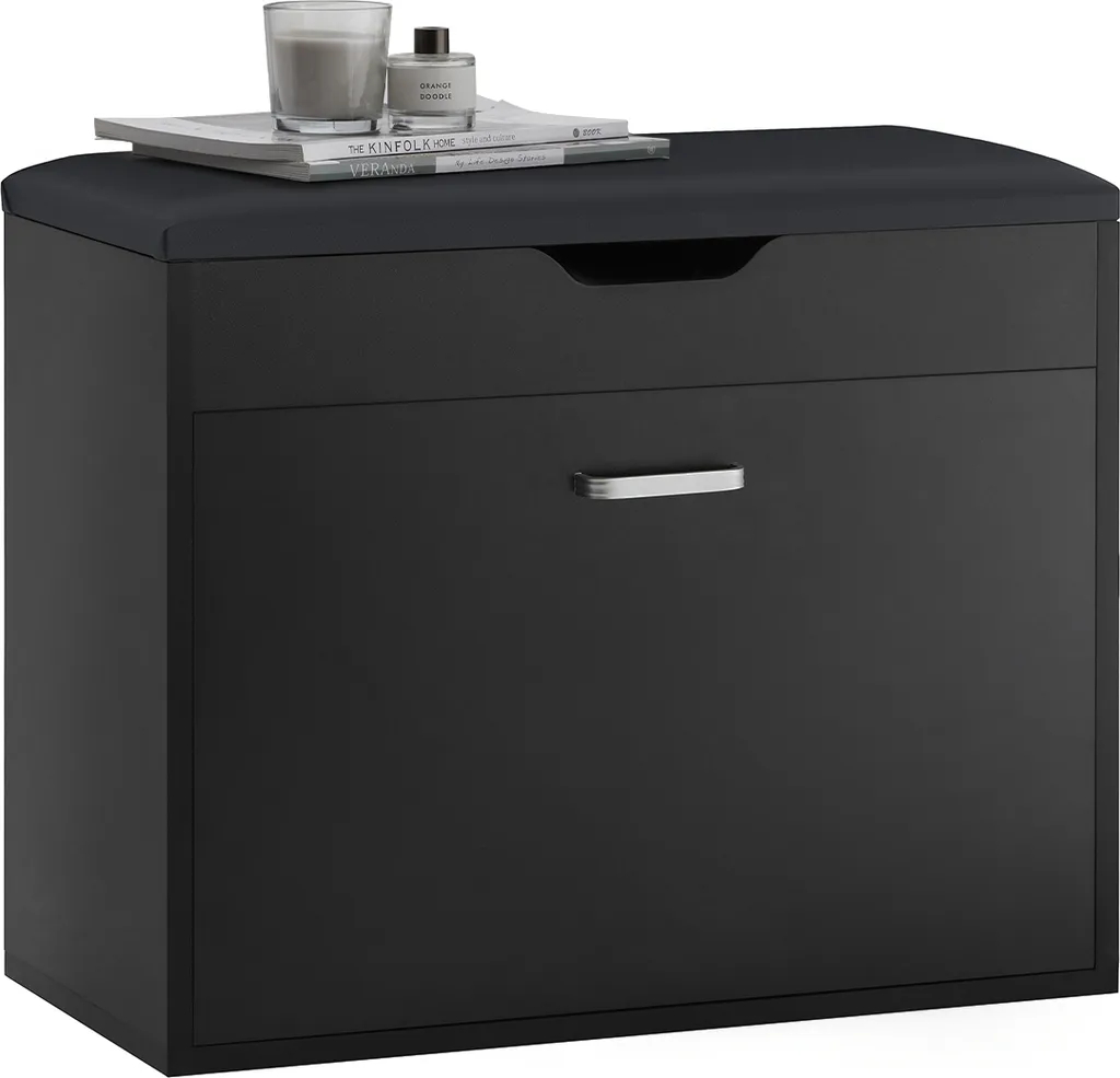 SoBuy FSR95-SCH Meuble à Chaussures Design Noir avec Coussin Moelleux