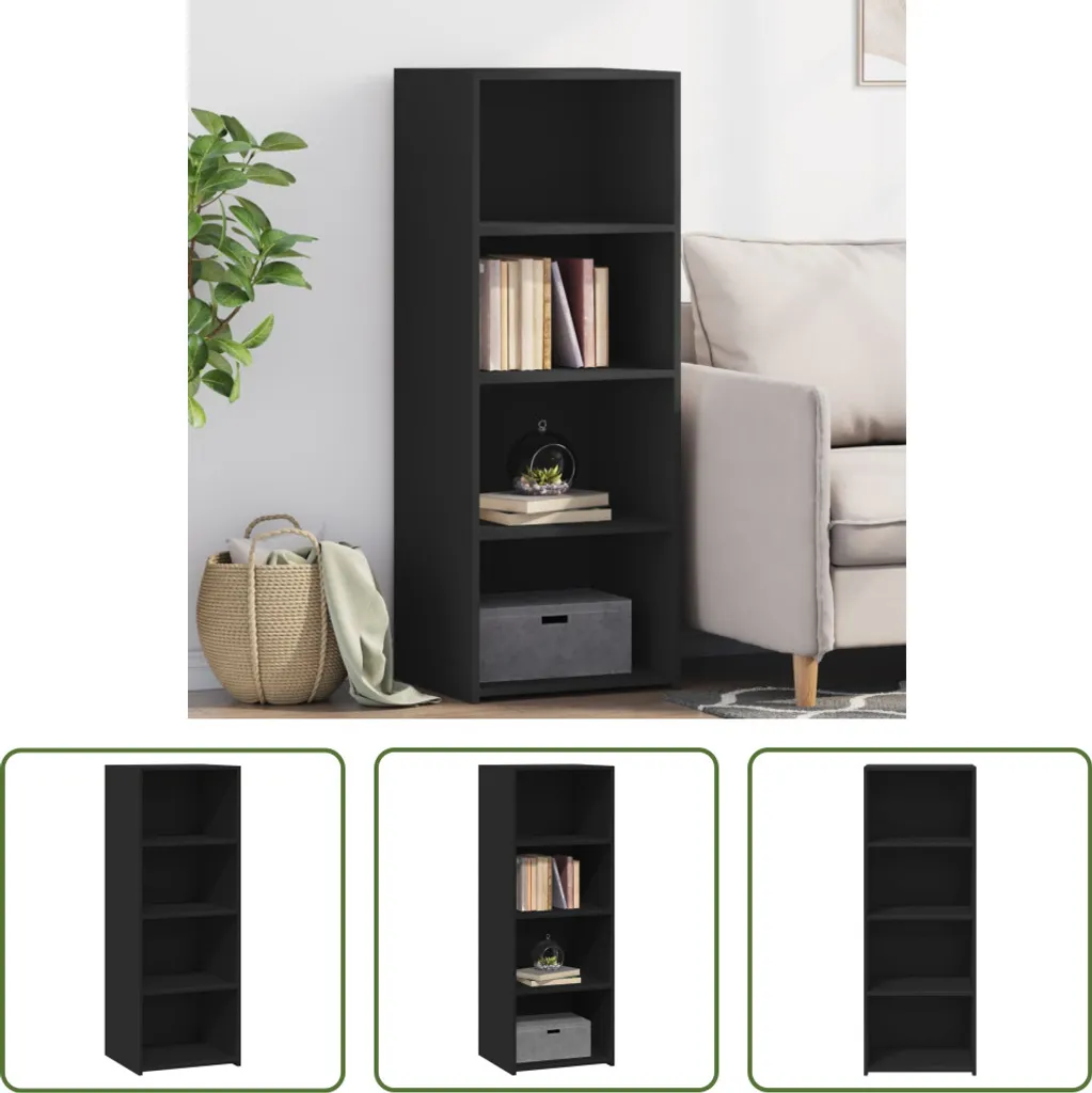 Mobile Alto Nero 45x41x124 cm Moderno The Living Store per Soggiorno