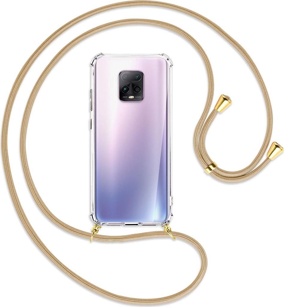 Handykette Backcover-Schutzhülle mit Band (Metall goldfarben) für Xiaomi Redmi 10X (Pro) 5G - caramel
