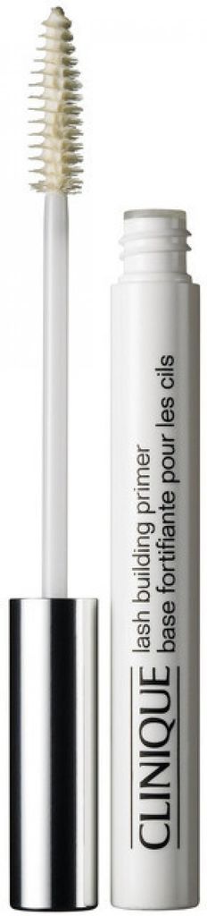 A Clinique Lash Building Primer mascara wand and its container are displayed against a white background.