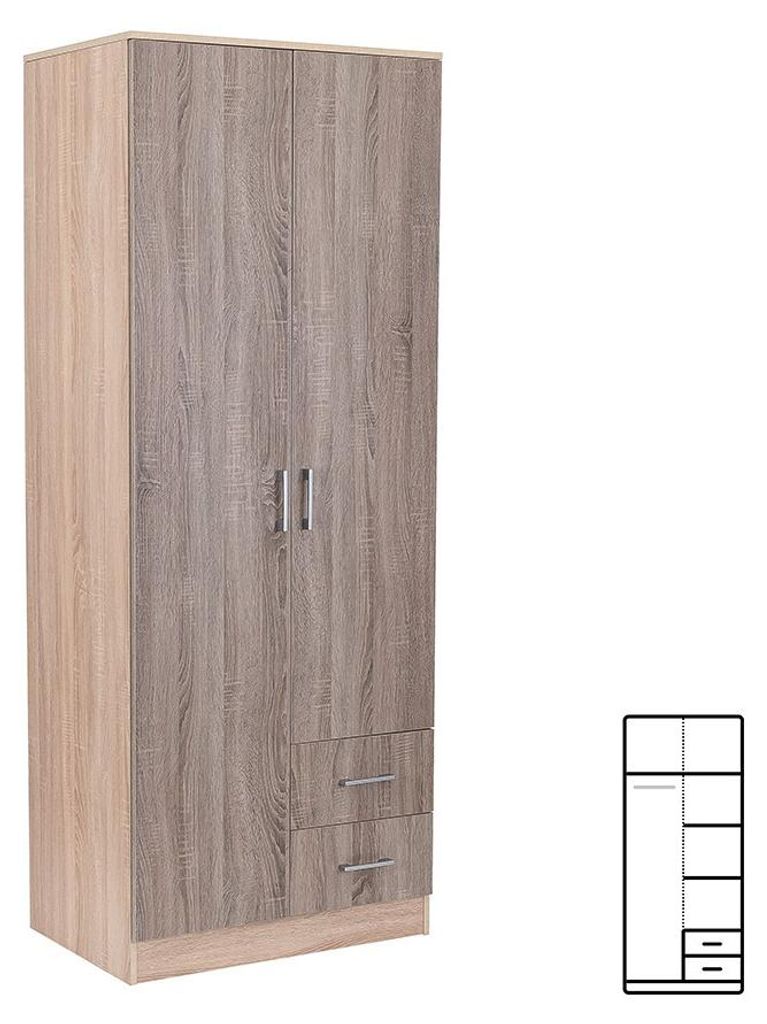 Leziter Miami Kleiderschrank 80x205 cm York Eiche-Sonoma Eiche