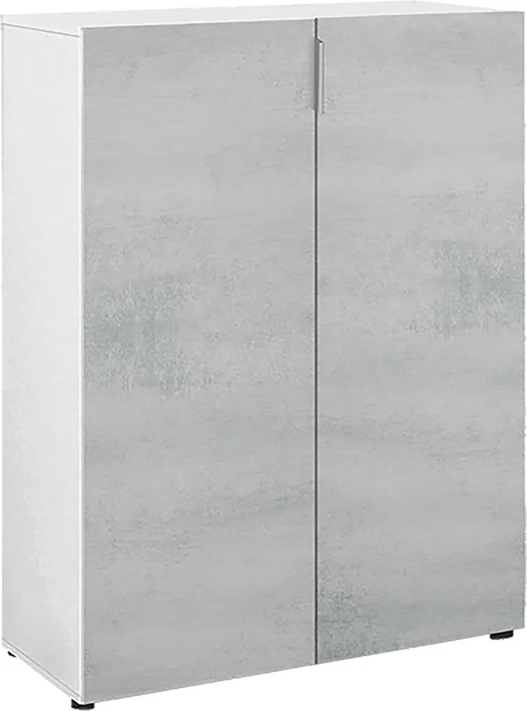Armoire de bureau ou buanderie 2 portes gris béton 72 cm de large