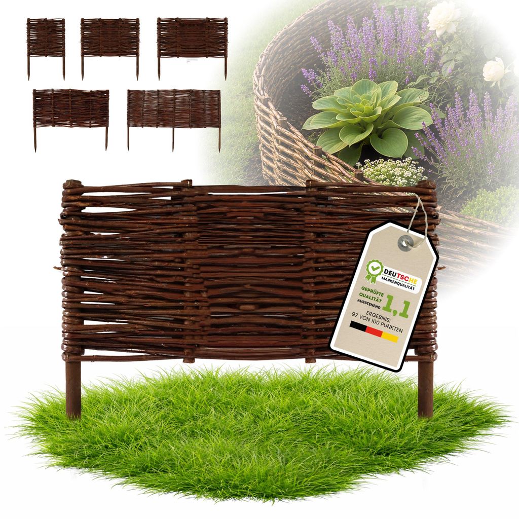 Floranica 1 Stück Beetbegrenzung Weide 30 cm x 40 cm – Rasenkante Weidengeflecht Beeteinfassung, Beetumrandung