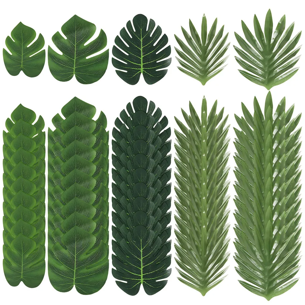 Décoration jungle : 50 feuilles de palmier artificielles multi-formats