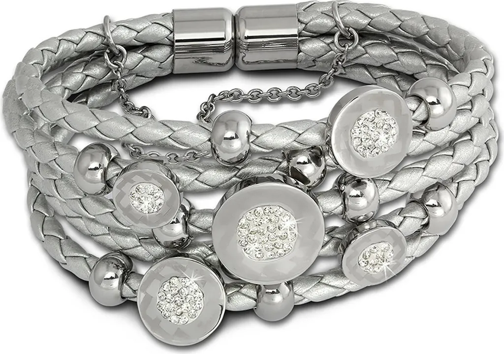 Bracciale Amello Donna Pelle Grigio Argento e Zirconi D2LAQ013J1