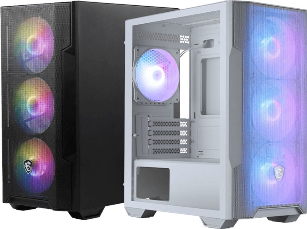 MSI MAG Forge M100R, Midi Tower, PC, Transparent, Weiß, micro ATX, Mini-ITX, Gaming, Multi