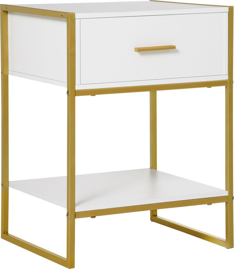 HOMCOM Moderner Nachttisch, Nachttisch mit Schubladenregal, Produktbild 