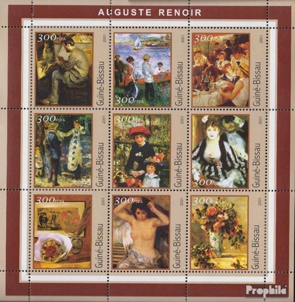 Briefmarken Guinea-Bissau 2001 Mi 1624-1632 Kleinbogen postfrisch Picasso-Gemälde