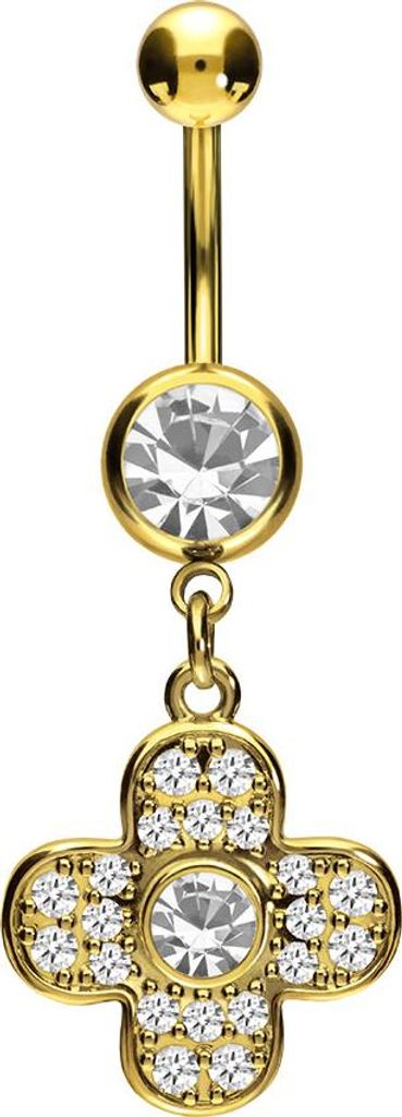 Bauchnabelpiercing Chirurgenstahl Bananabell mit Brass-Design KLEEBLATT