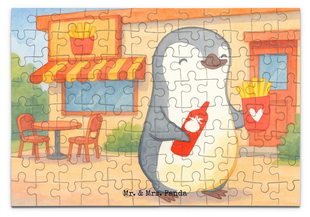 Mr. & Mrs. Panda Puzzle Pinguin Pommes Design 96 Teile - Weiß - Geschenk, 1500, Hochzeitstag, 500, für Frauen, Valentinstag, Freundin, 2000, Freu...