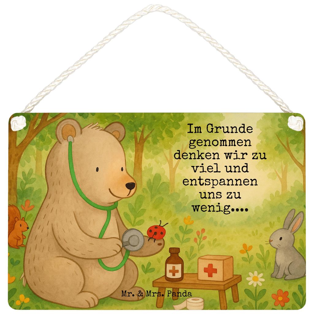 Mr. & Mrs. Panda Schild Bär Arzt Design DIN A6 - Weiß - Geschenk, Teddy, Holzschild, Doktor, Doktorin, holzbild, Ärztin, wandhänger, Professor,...