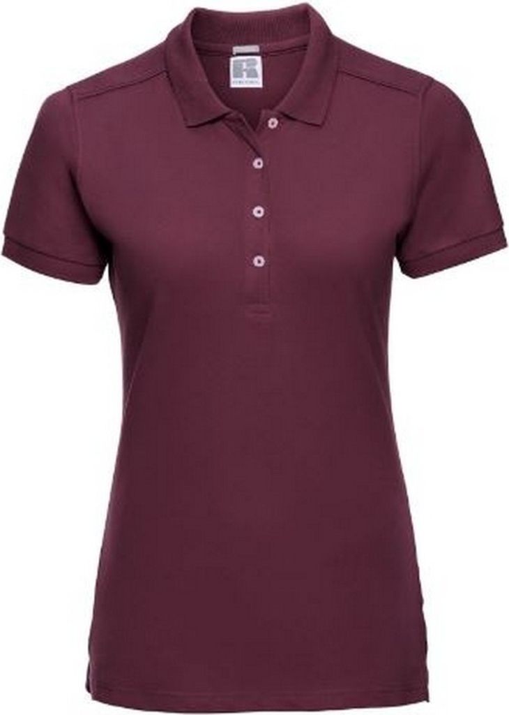 Russell Damen Stretch Polo-Shirt, Kurzarm BC3256 (L) (Burgunderrot)