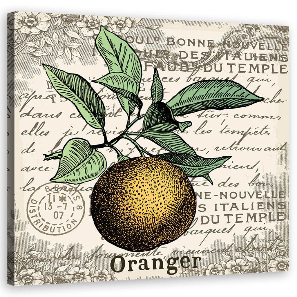 Leinwandbild Vintage-Orange 60x60 Feeby Orange bild für die wand bereit zum aufhängen
