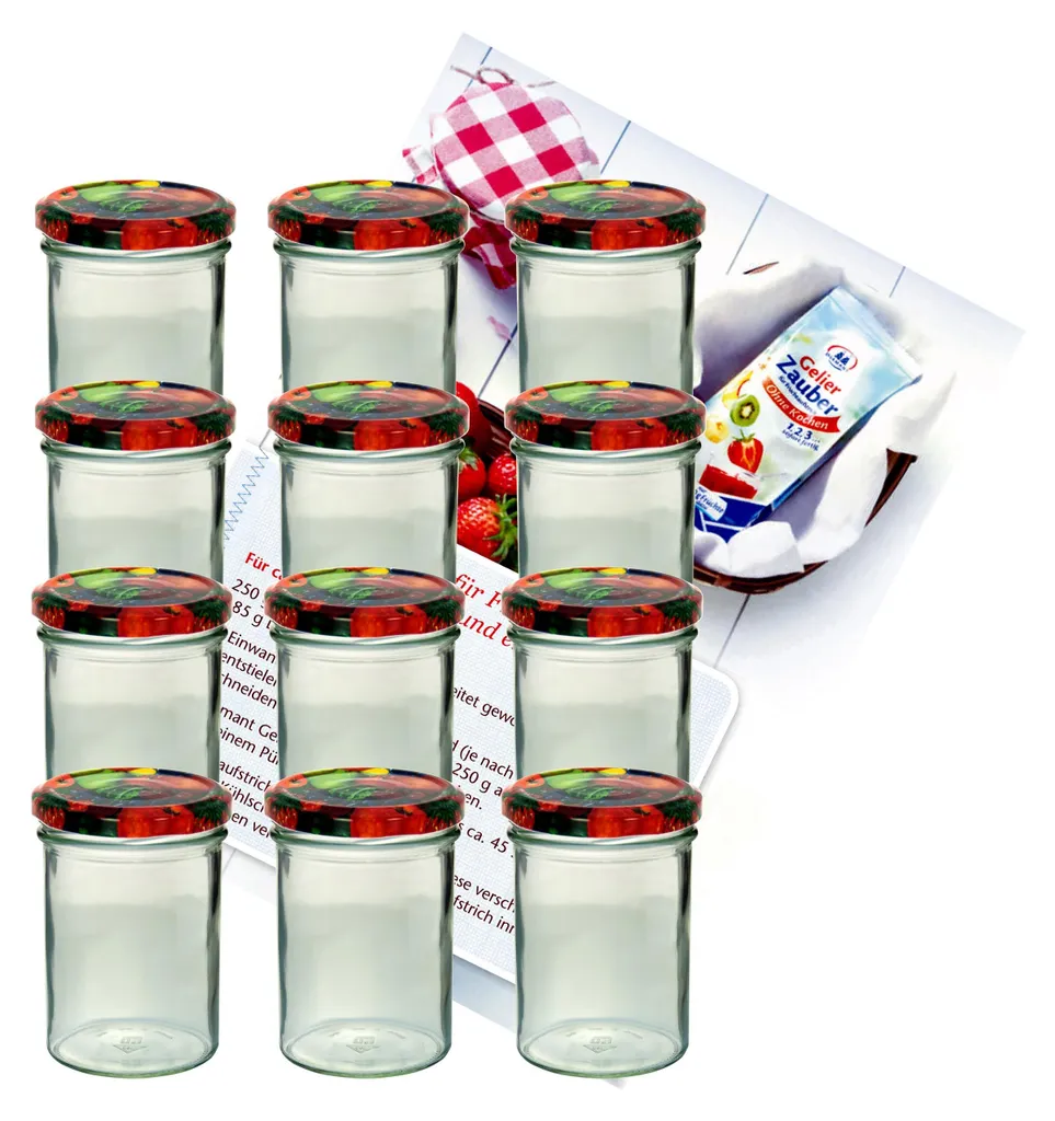 set di 12 barattoli mason da 435 ml barattolo per marmellata barattolo per conserve To 82 fruit coperchio incl. libretto di ricette