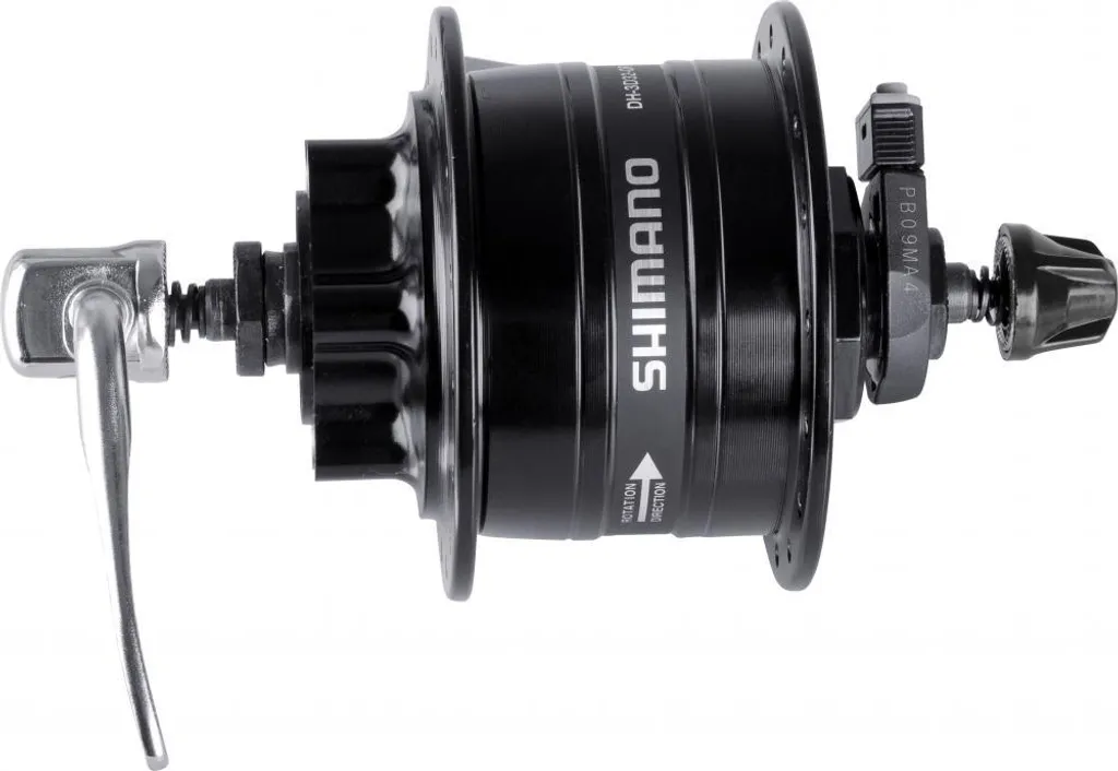 Dynamo Shimano HD-3D32 3W noire 32 trous fixation disque 6 boulons QR