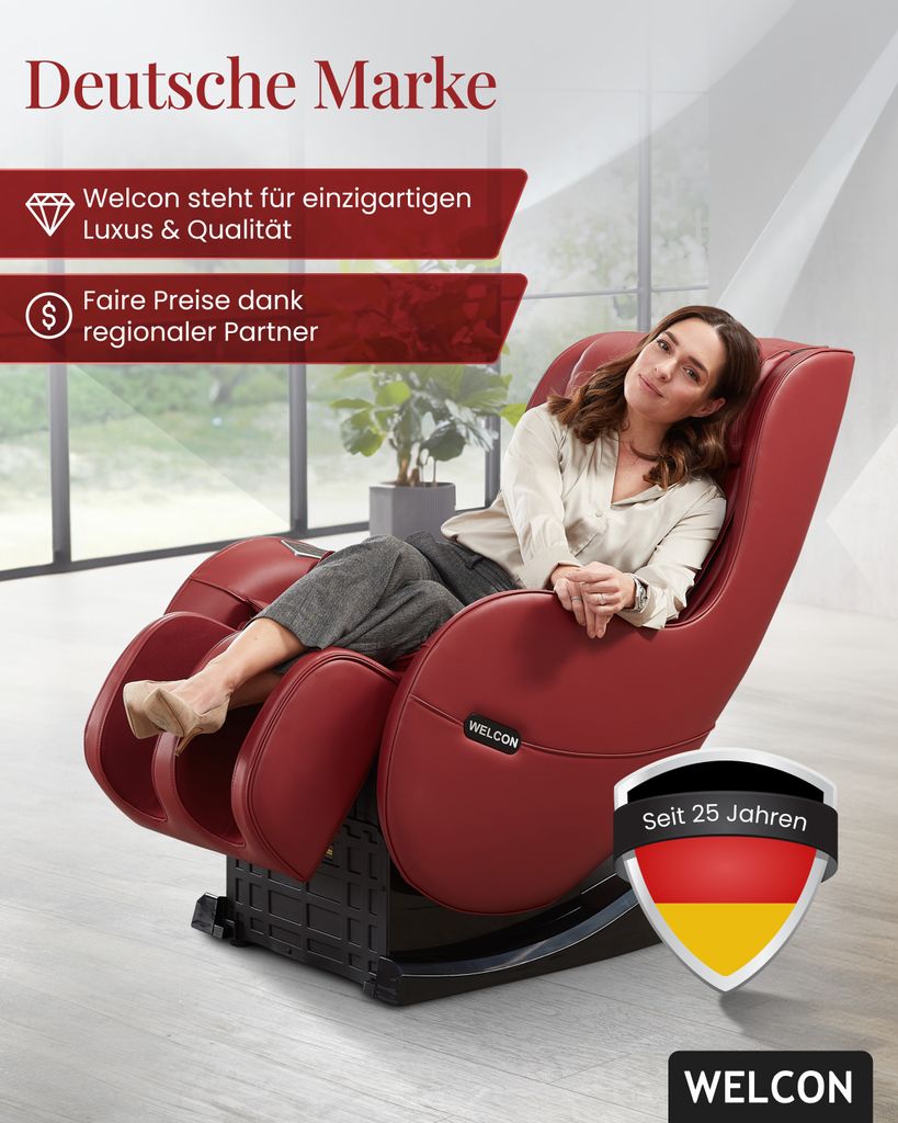 WELCON Massagesessel EASYRELAXX rot / weinrot / bordeaux - Produktbild 7