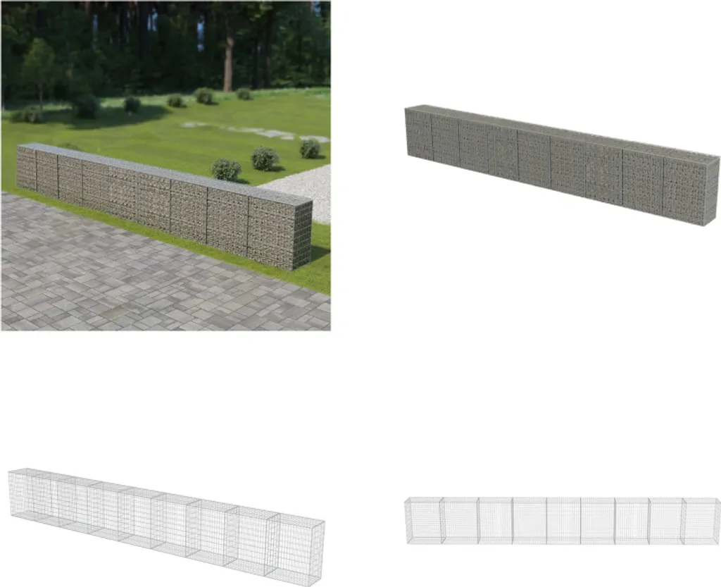 Gabion avec couvercle vidaXL 900 cm en maille d'acier robuste traitée