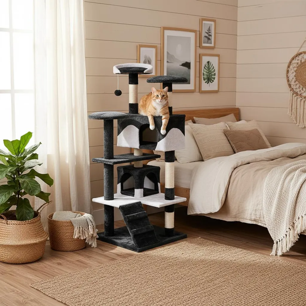 Arbre à Chat Design de 130 cm avec Cachettes et Plateformes de Jeu - 2