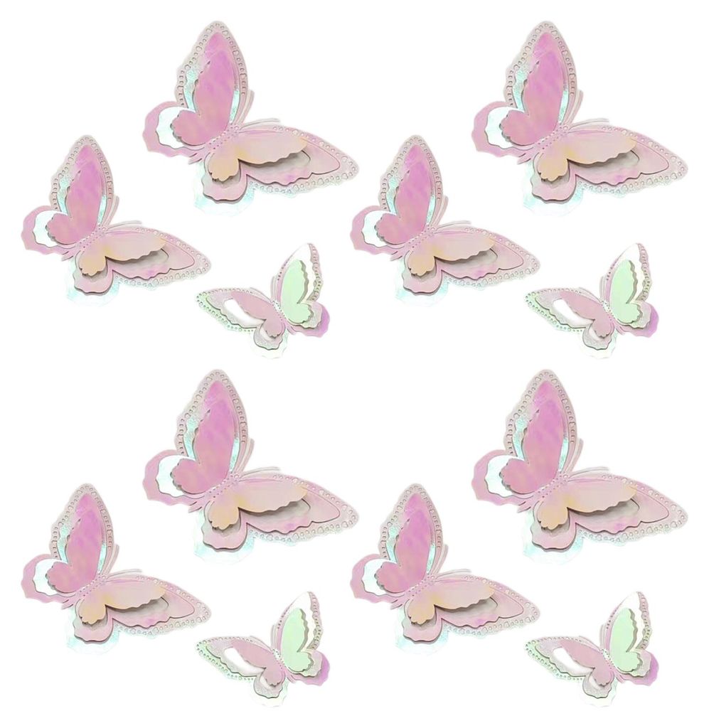 12 Stück 3-lagige Schmetterlingsflügel-Wanddeko, abnehmbare 3D-Hohl-Schmetterlings-Wandaufkleber für Bastelarbeiten, Zuhause, Schlafzimmer, Baby...
