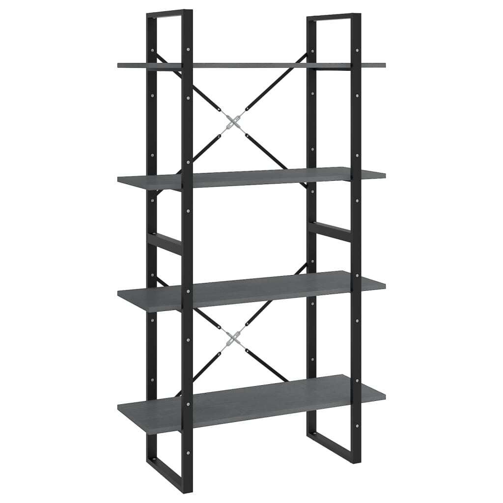 vidaXL Bücherregal 4 Böden Grau 80x30x140 cm Massivholz Kiefer