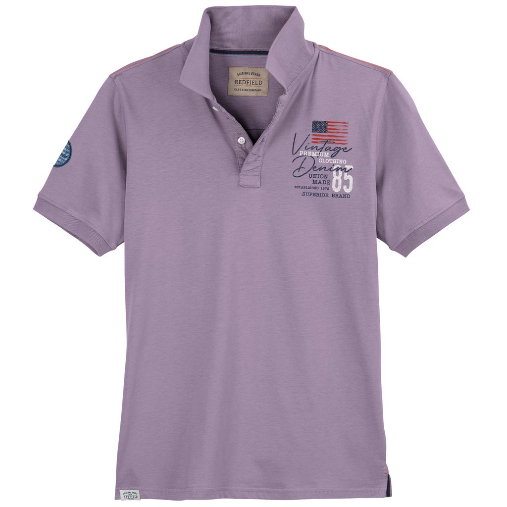 Redfield Übergrößen Poloshirt lavendel Brustprint