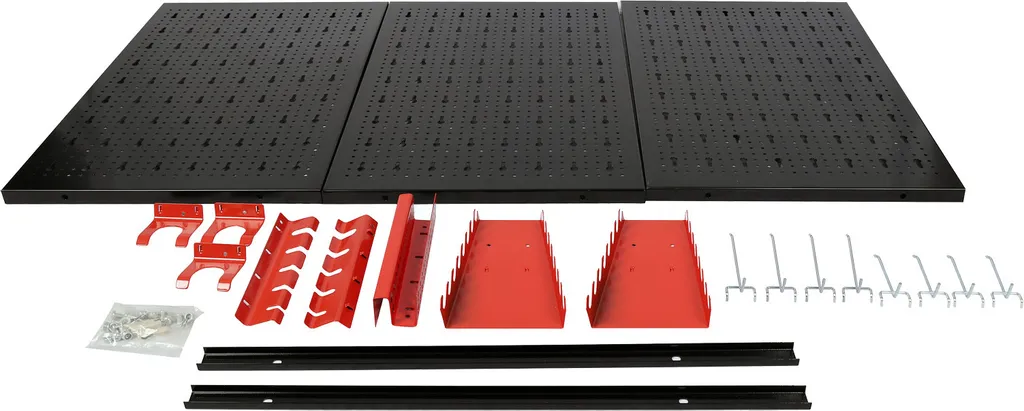 Mur de Rangement Outillage Mural en Acier Perforé 120cm avec Crochets