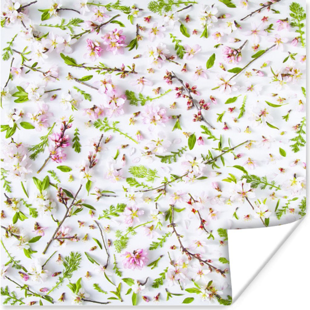 MuchoWow Poster Ein weißes und rosafarbenes Blumendesign 30x30 cm - Wandposter - Printing