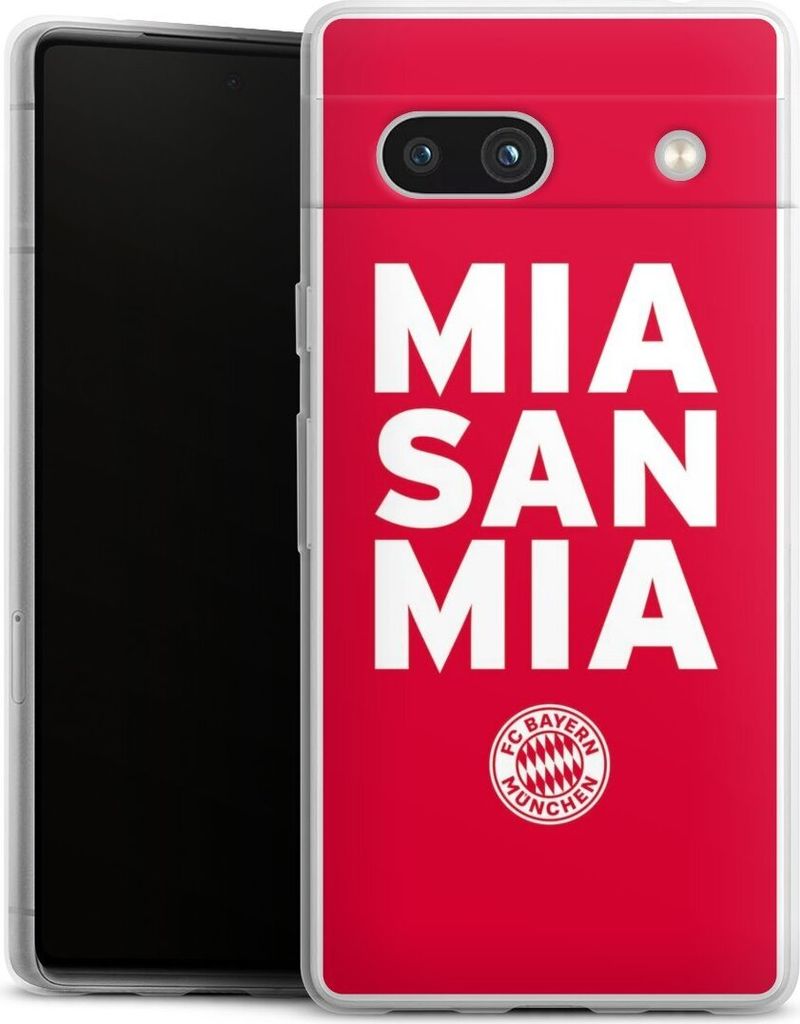 DeinDesign Slim Hülle für Google Pixel 7a Silikon Case Ultra Dünn Handyhülle FC Bayern München FCB Mia San Mia