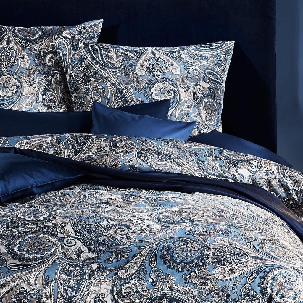 Traumschlaf Mako-Satin Bettwäsche Modern Classic Heerlen indigo 135x200 cm + 80x80 cm