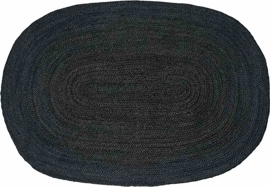 "Schlussverkauf" moderne Teppich - Wohnzimmer Bereichsteppiche - Oval Schwarz 100x152 cm Jute C12551
