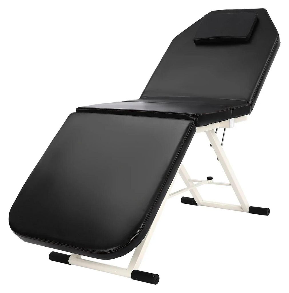 Massageliege - Klappbare Salonliege - 182×60×60 cm - PU, hochelastischer Schaum, Stahlrohr - Tragbar, 22 kg - Rechteckig - Schwarz