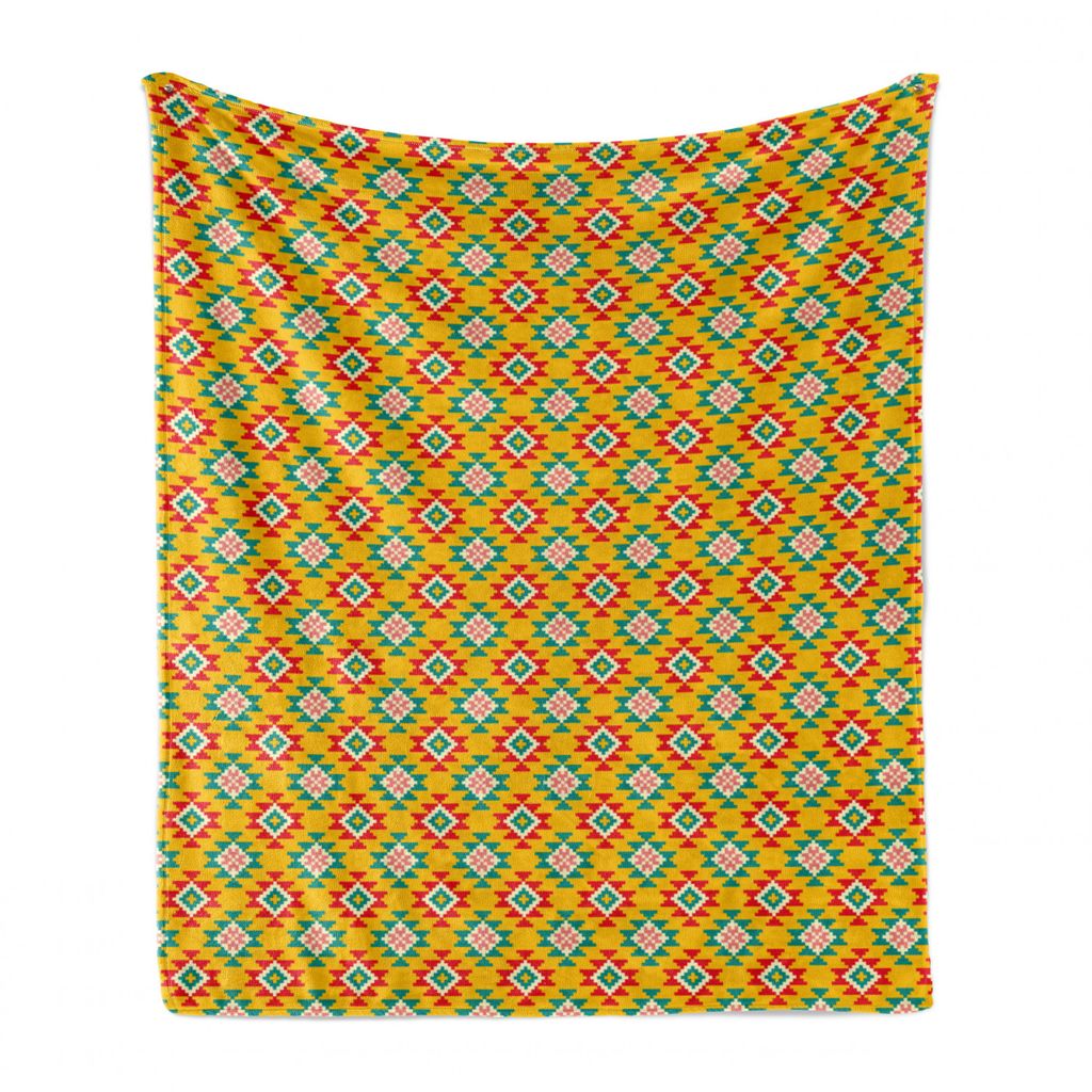 ABAKUHAUS Abstrakt Weich Flanell Fleece Decke, Geometric Print Squares, Gemütlicher Plüsch für den Innen- und Außenbereich, 125 x 175 cm, Erde ...