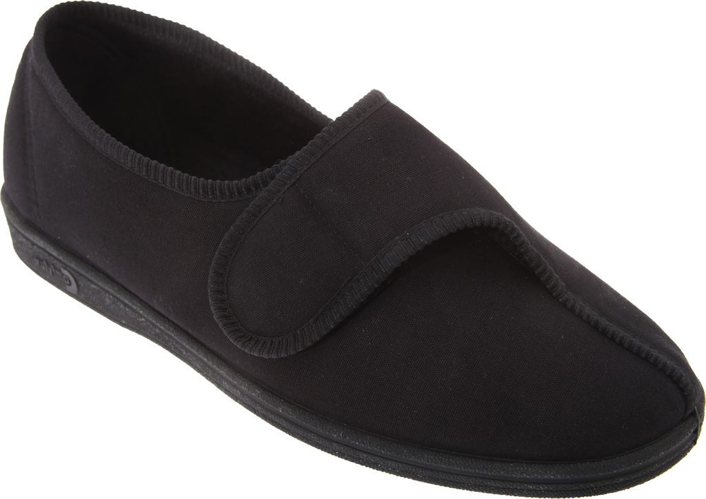 Comfylux Herre Hausschuhe Bill, Wasser abweisend mit Klettverschluss DF819 (46 EU) (Schwarz)