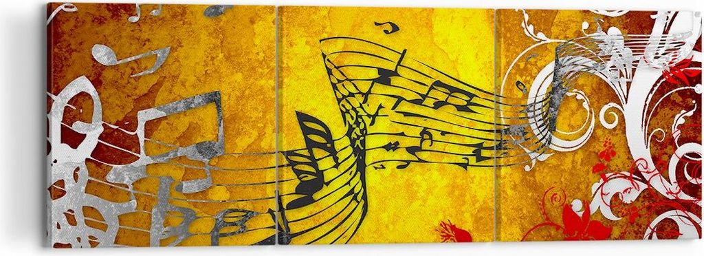 Bild auf Leinwand - Leinwandbild - Musik Konzert Spaß Blume - 120x40cm - Wand Bild - Wanddeko - Leinwanddruck - Bilder - Kunstdruck - Wanddekorati...