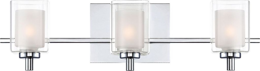 Badezimmerleuchte Metall Glas G9 IP44 53,3 cm breit Chrom poliert Weiß 3-flammig länglich 3000 K warmweiß