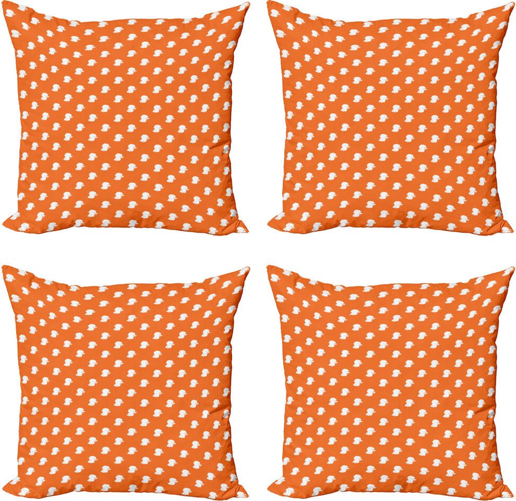 ABAKUHAUS Hunde Kissenbezug Set (4 Stück), Fluffy Pelz Pudel Tiere, Moderner Doppelseitiger Digitaldruck, 50 cm x 50 cm, Dark Orange und Weiß