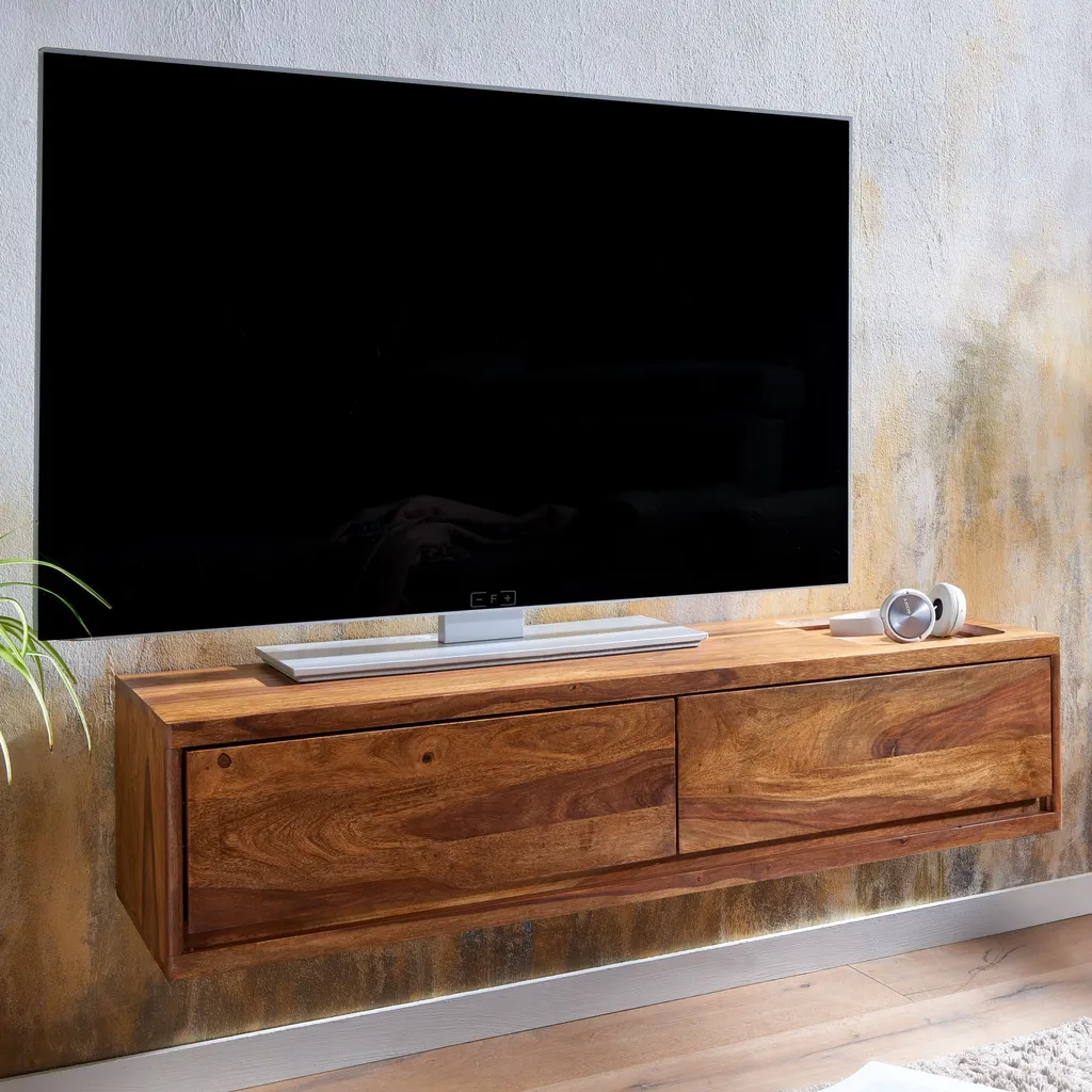 Buffet mural suspendu en bois massif : gagnez de la place avec style