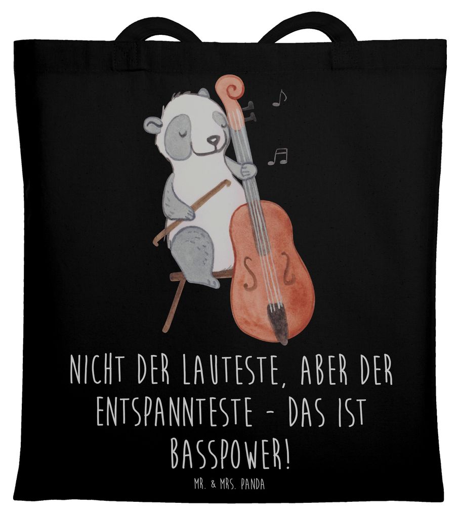 Mr. & Mrs. Panda Shopping Tasche Bassgitarre Entspannt - Schwarz - Geschenk, Schultasche, Musik, Instrument, Musiker, Klangfarben, Tote Bag, Büche...