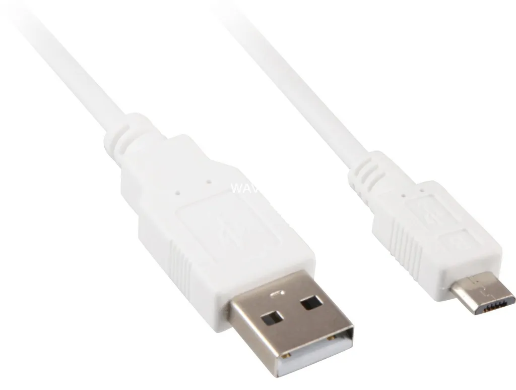 Câble USB type A vers Micro USB mâle de 1m blanc pour transfert PC