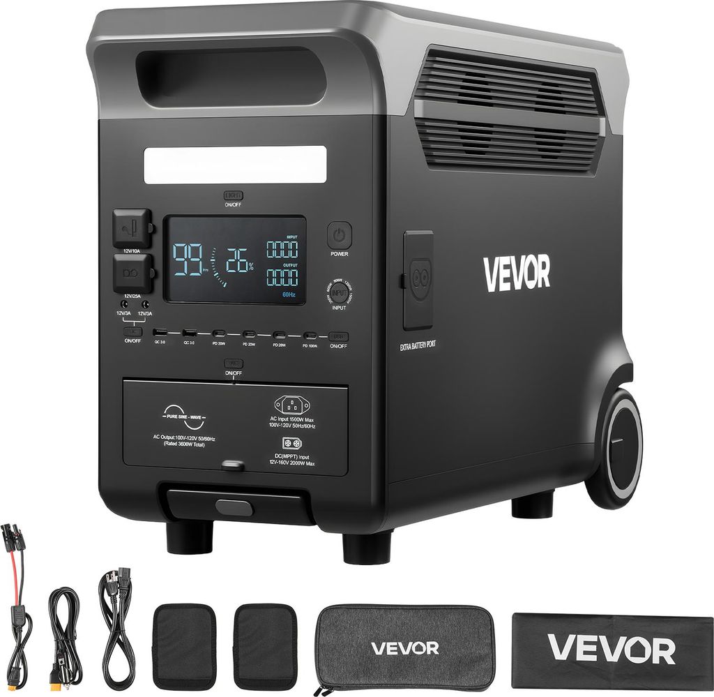 VEVOR tragbare Powerstation 3600 W, 3840 Wh, Solargenerator Produktbild 