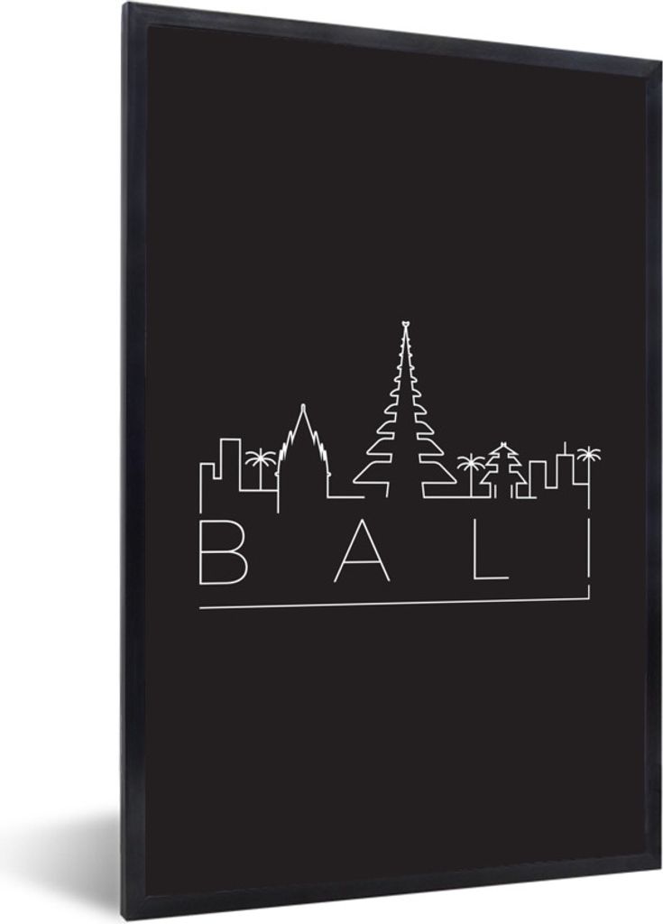 MuchoWow MuchoWow Gerahmtes Poster Skyline "Bali" schwarz 60x90 cm - Poster mit zchwarzem Bilderrahmen - Kunst